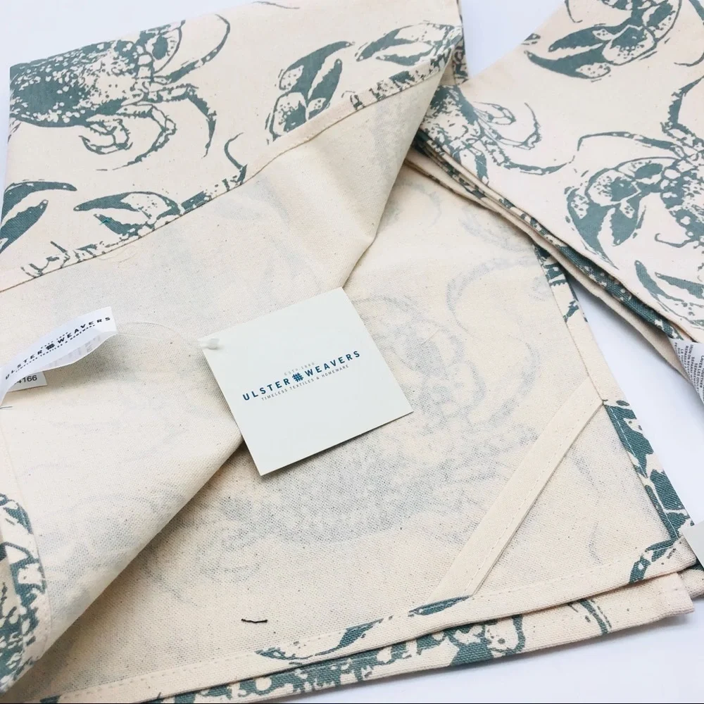 Set of Two Crab Cotton Tea Towels NWT